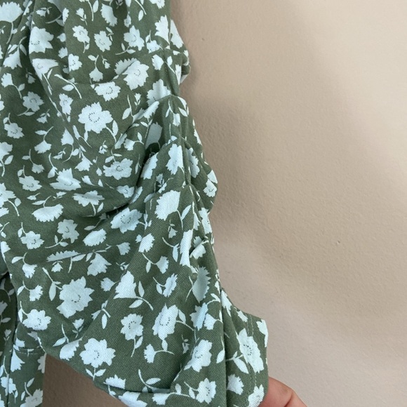 Free People Rosie Knit Midi Dress in Green & White Ditsy Floral Print - Picture 8 of 12